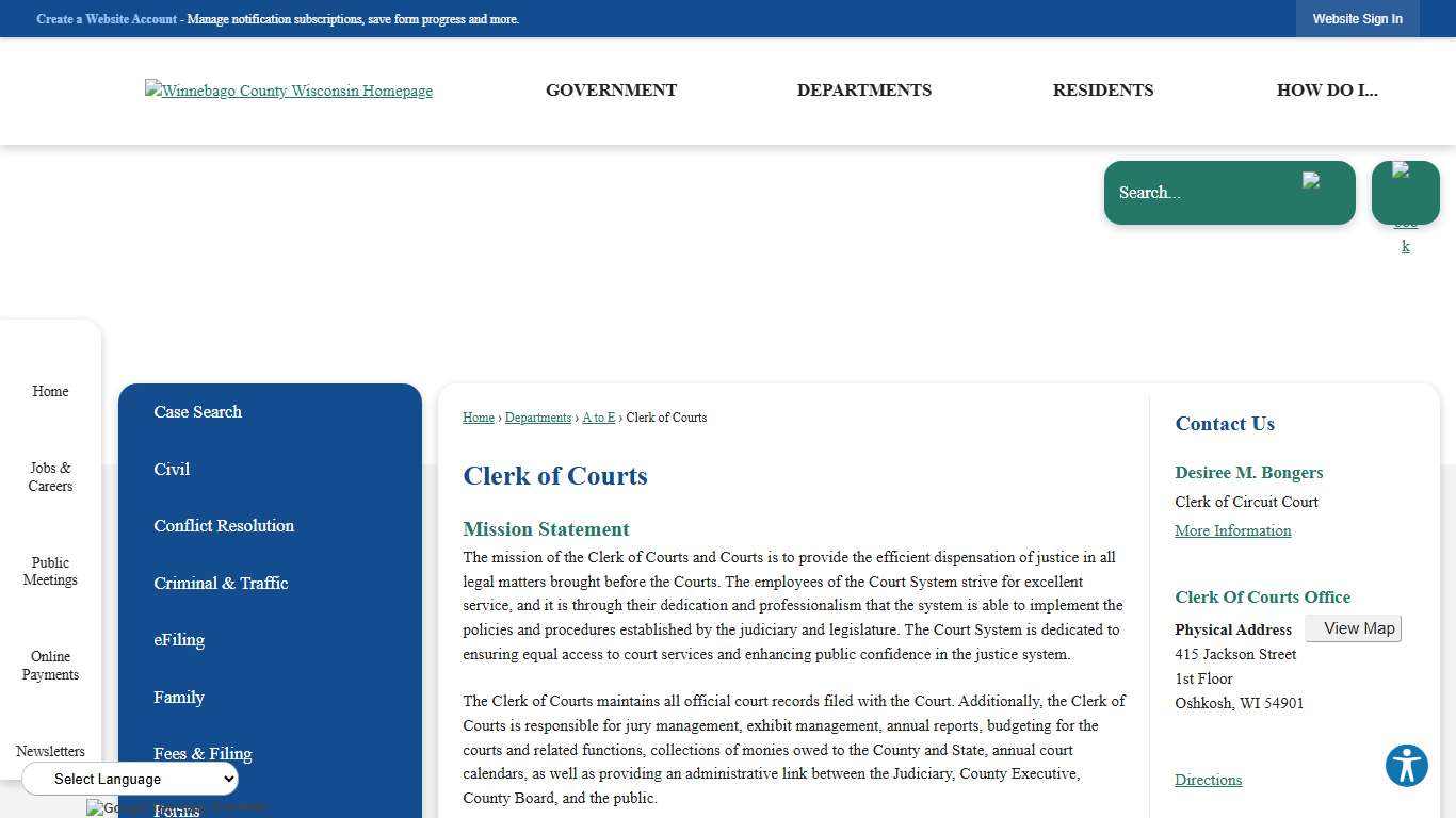Clerk of Courts Winnebago County, WI